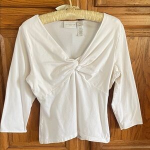 Liz Claiborne Cream Twist-Detail Blouse